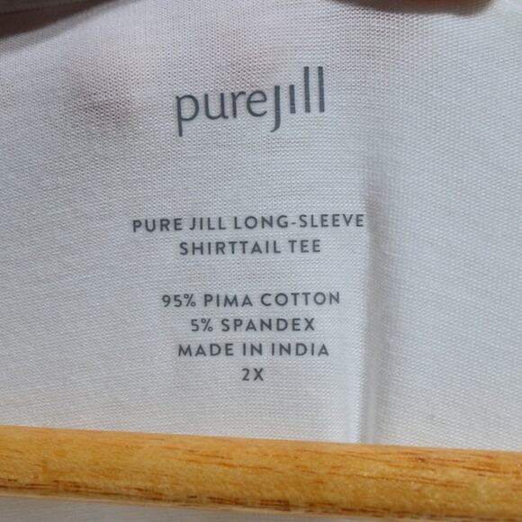 j. jill Pure Jill Long Sleeve Shirttail Tee White Size 2X NWT - Picture 3 of 7